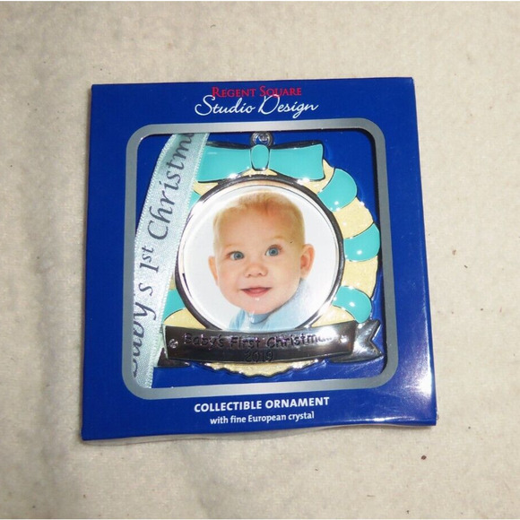 2019 Baby's Boy's 1st Christmas Ornament w/Crystal Regent Square Studio Design - Picture 1 of 1